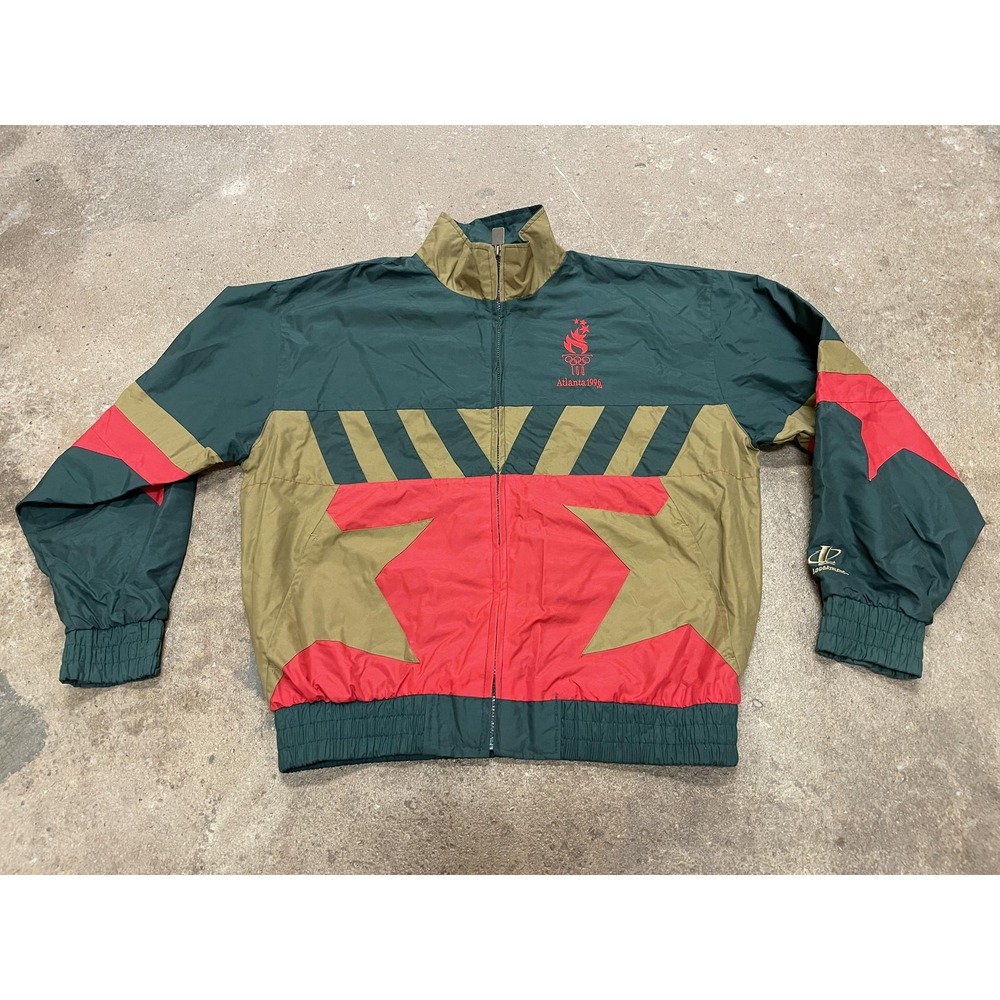 Vintage USA Atlanta 1996 Olympic Windbreaker Jacket Mens Large Green Logo‎ 7 90s